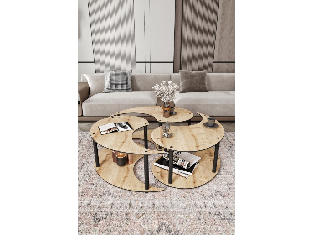 Set di tavolini in legno "Yin" 70 x 70 x 38 cm - Rovere