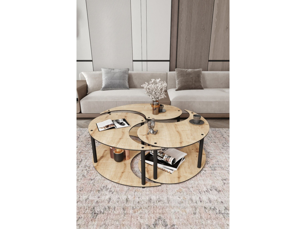 Set di tavolini in legno "Yin" 70 x 70 x 38 cm - Rovere