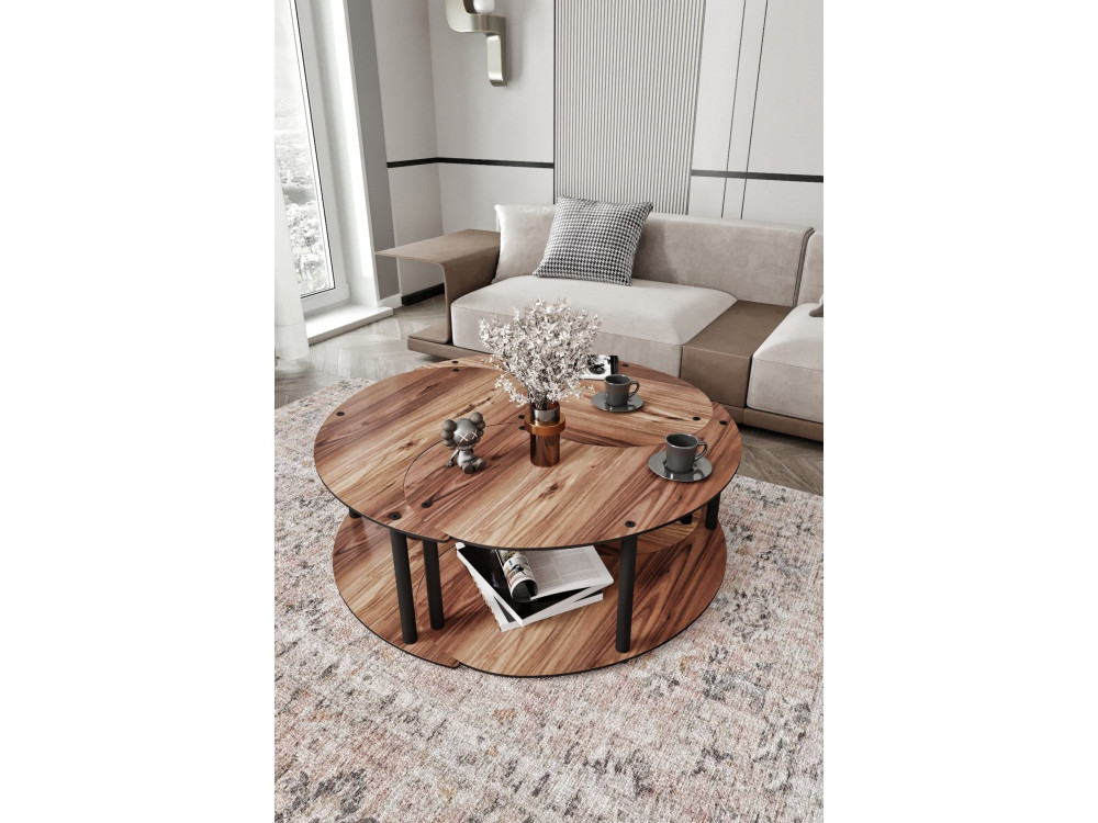 Set di tavolini in legno "Yin" 70 x 70 x 38 cm - Noce