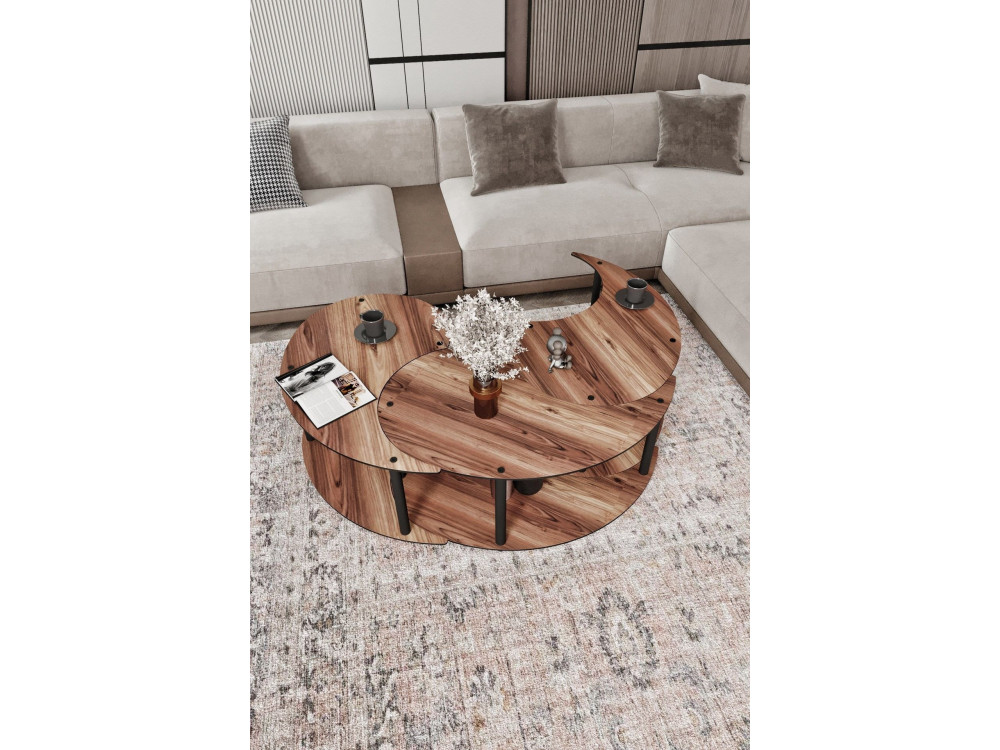 Set di tavolini in legno "Yin" 70 x 70 x 38 cm - Noce