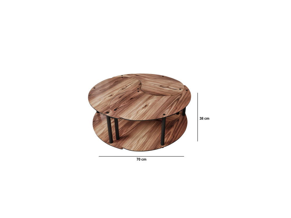 Set di tavolini in legno "Yin" 70 x 70 x 38 cm - Noce