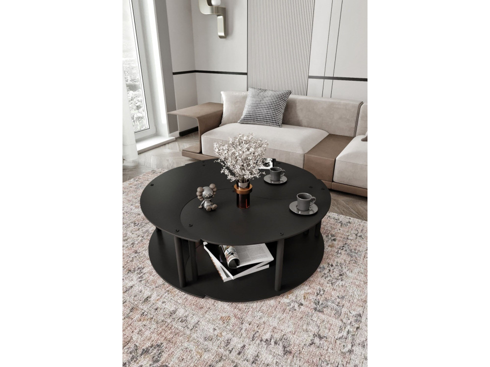 Set di tavolini in legno "Yin" 70 x 70 x 38 cm - Nero