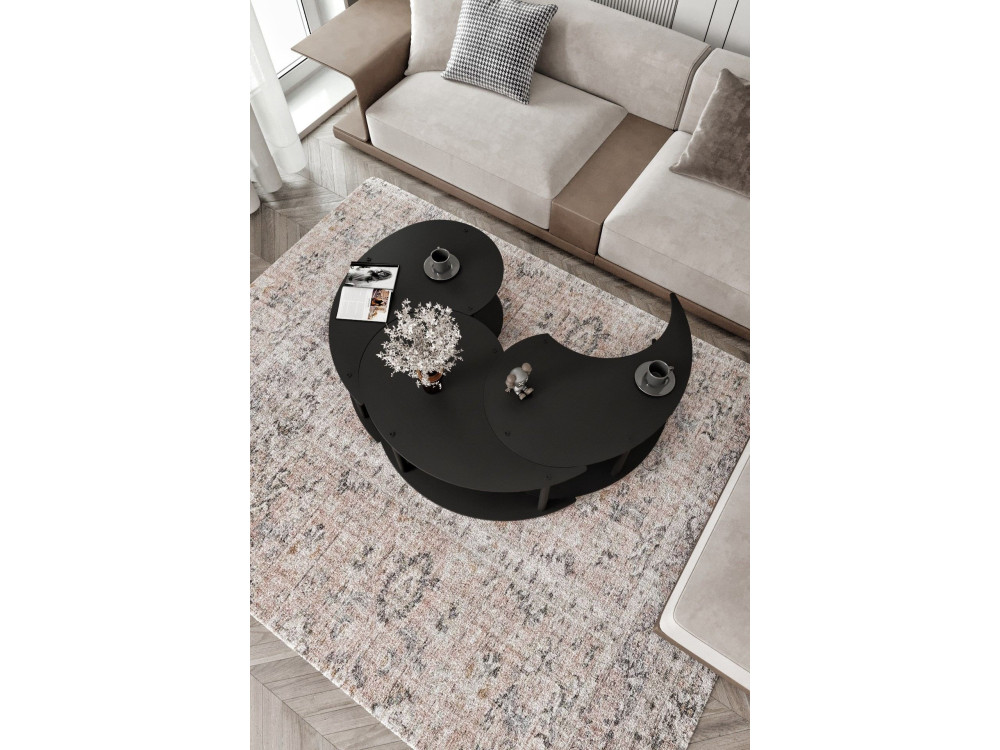 Set di tavolini in legno "Yin" 70 x 70 x 38 cm - Nero