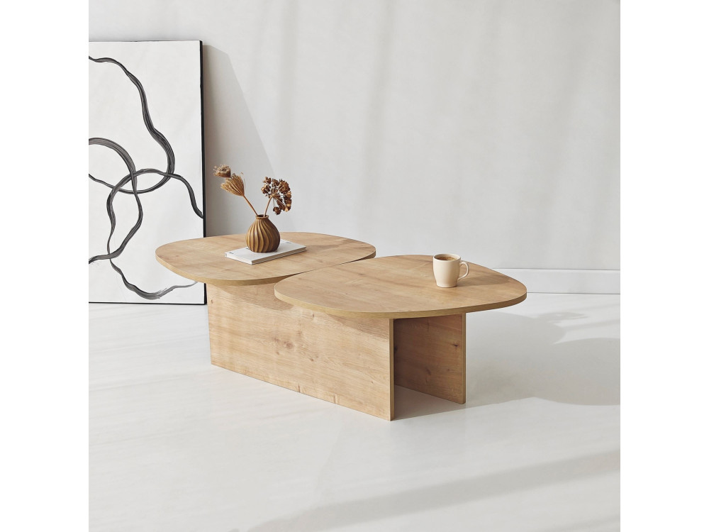 Tavolino in legno "Stones" 125 x 60 x 38 cm - Rovere zaffiro
