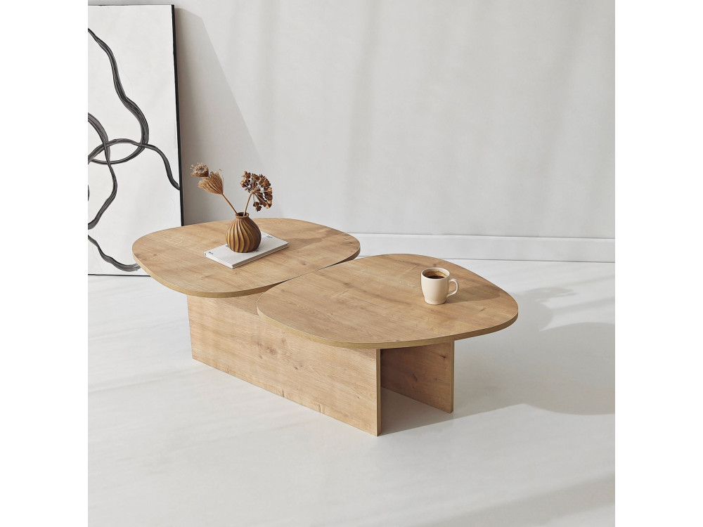 Tavolino in legno "Stones" 125 x 60 x 38 cm - Rovere zaffiro