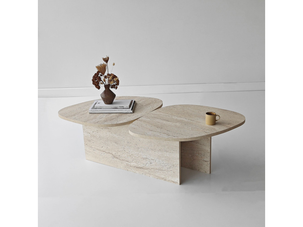 Tavolino in legno "Stones" 125 x 60 x 38 cm - Travertino