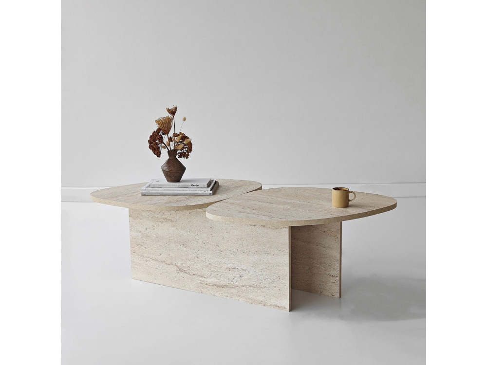 Tavolino in legno "Stones" 125 x 60 x 38 cm - Travertino