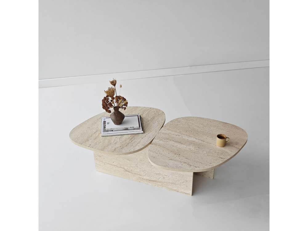 Tavolino in legno "Stones" 125 x 60 x 38 cm - Travertino