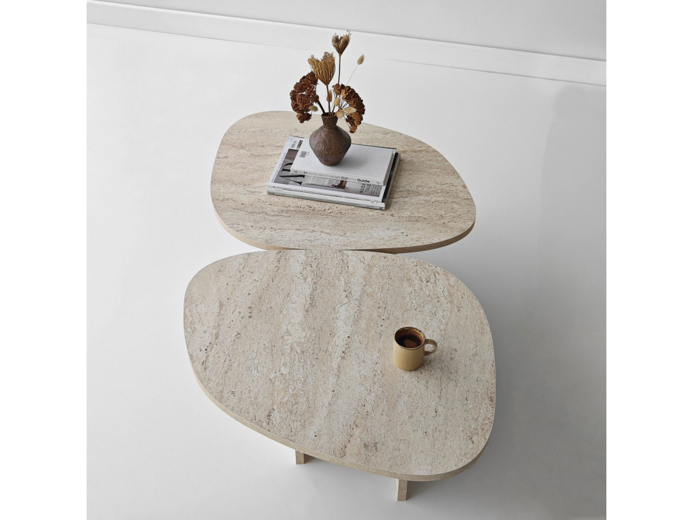 Tavolino in legno "Stones" 125 x 60 x 38 cm - Travertino