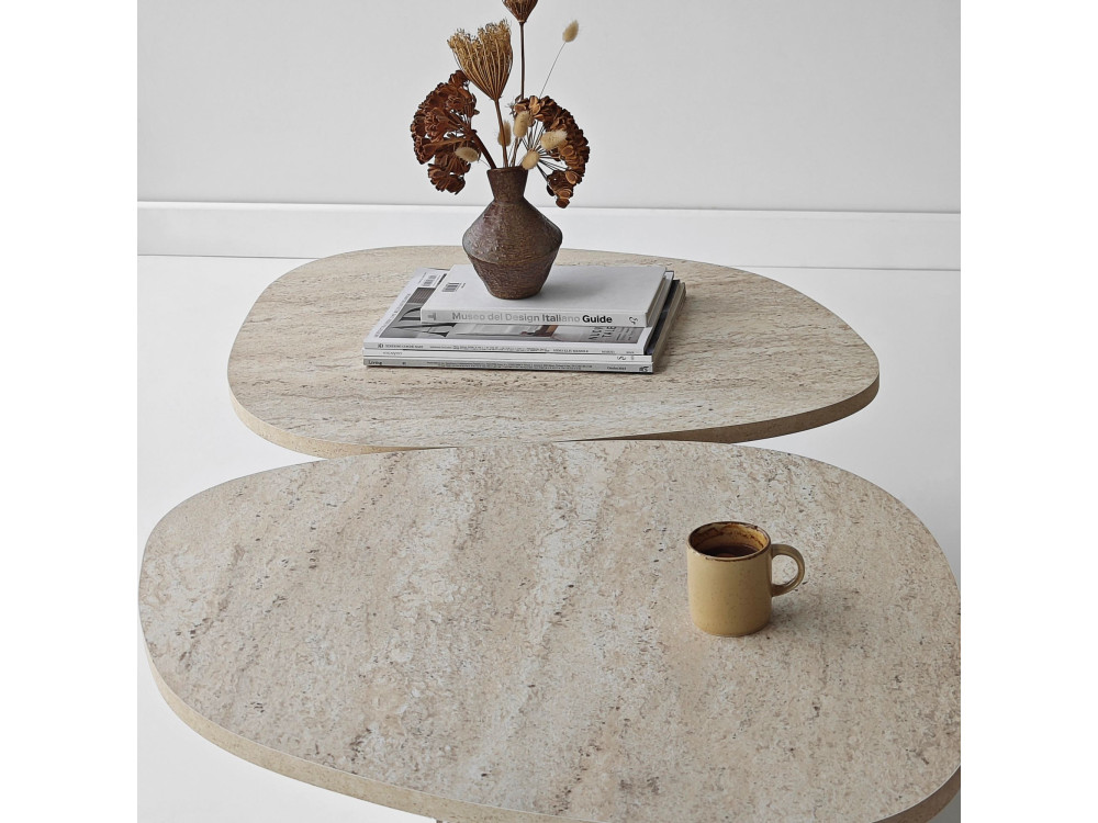 Tavolino in legno "Stones" 125 x 60 x 38 cm - Travertino