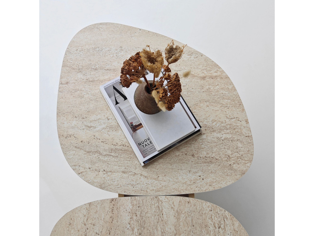 Tavolino in legno "Stones" 125 x 60 x 38 cm - Travertino