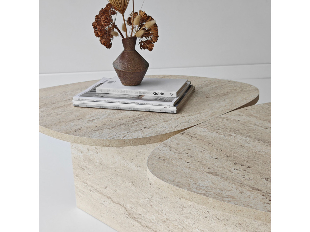 Tavolino in legno "Stones" 125 x 60 x 38 cm - Travertino