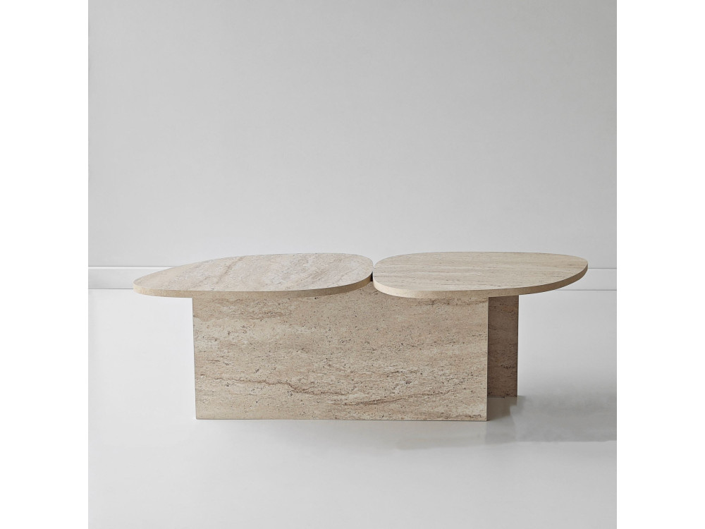 Tavolino in legno "Stones" 125 x 60 x 38 cm - Travertino