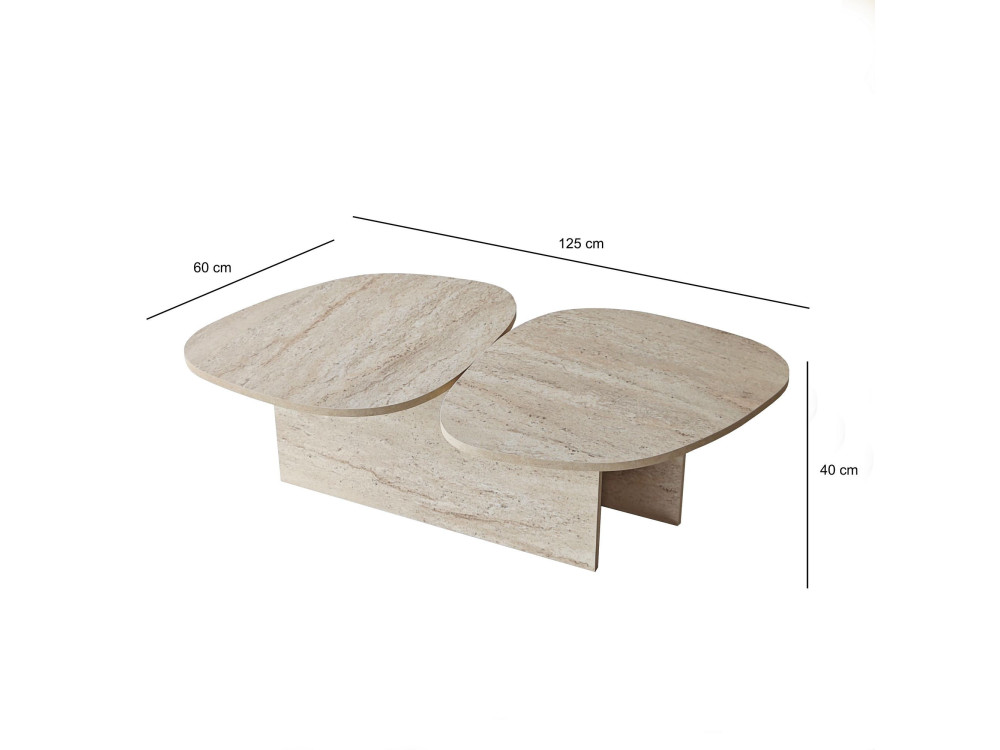 Tavolino in legno "Stones" 125 x 60 x 38 cm - Travertino