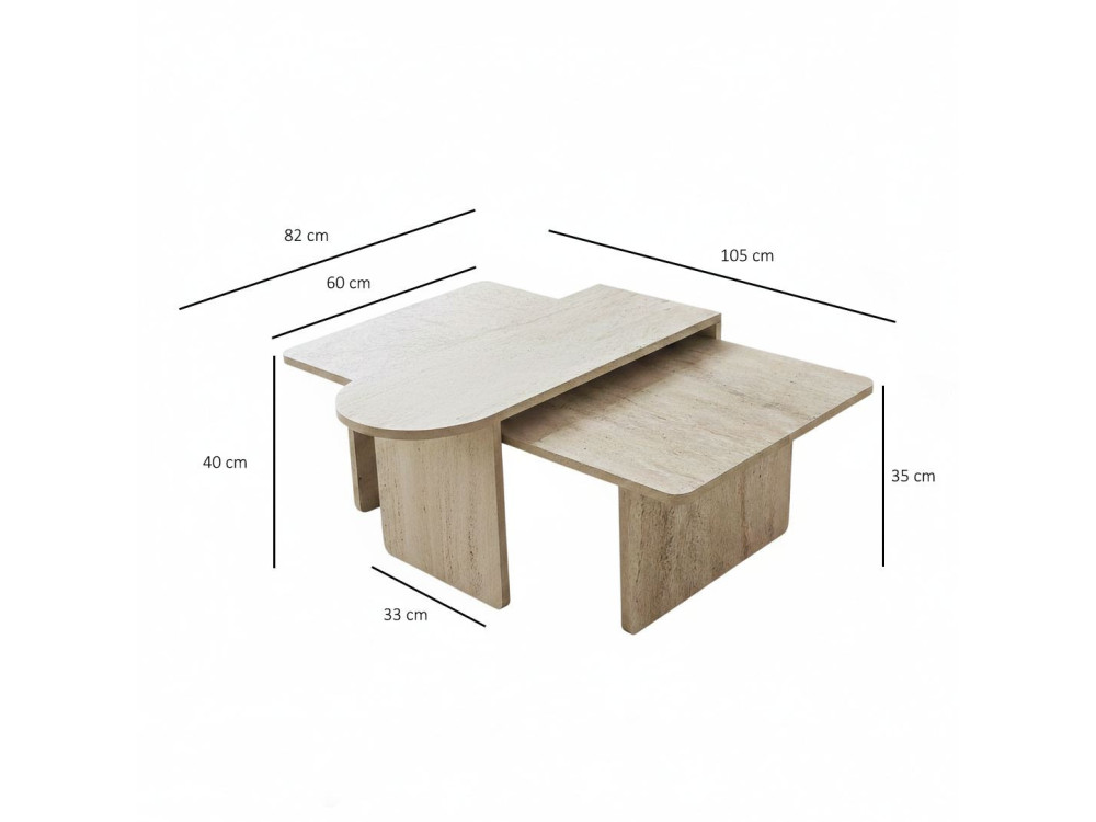 Set di tavolini in legno "Paris" 105 x 60 x 35 cm - Bronzo