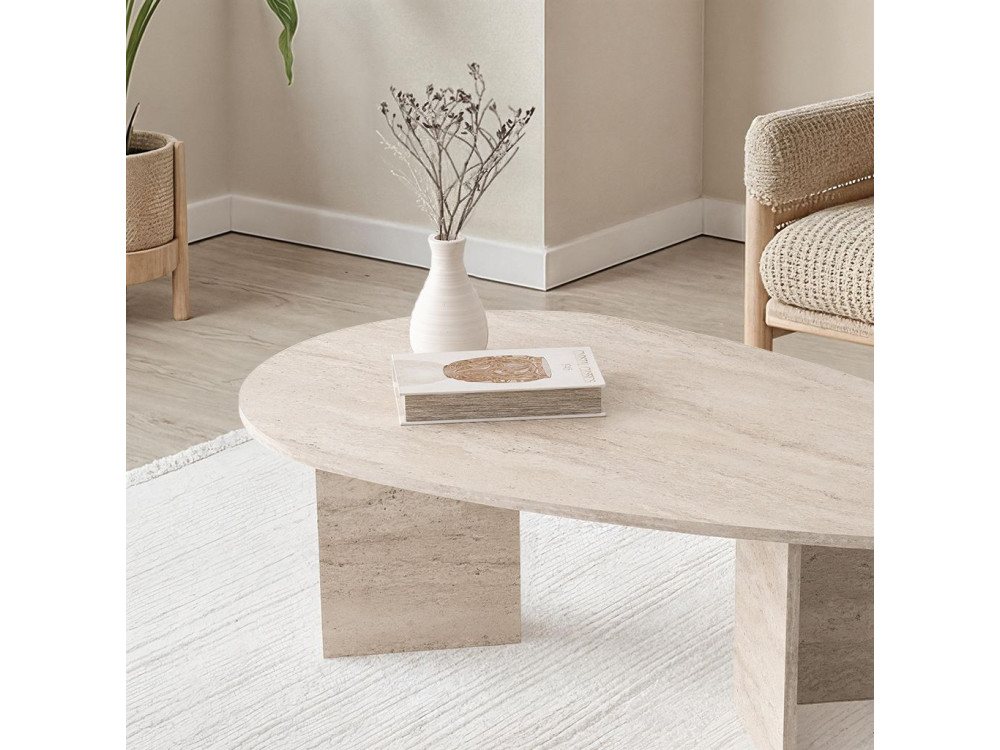 Tavolino in legno "Flap" 139,5 x 79,5 x 42 cm - Travertino