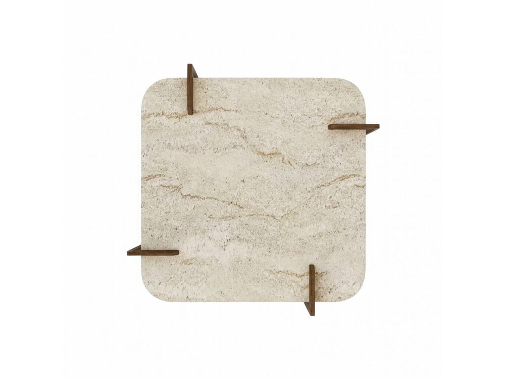 Tavolino in legno "Afrolli" - 90 x 90 x 35 cm - Travertino