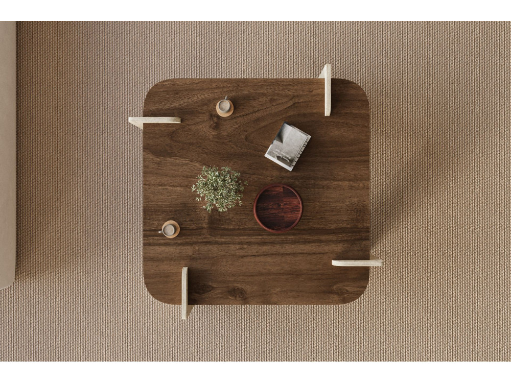 Tavolino in legno "Afrolli" - 90 x 90 x 35 cm - Marrone