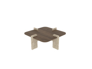 Tavolino in legno "Poalla" - 90 x 90 x 35 cm - Marrone