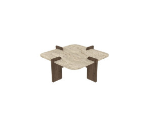 Tavolino in legno "Poalla" - 90 x 90 x 35 cm - Travertino
