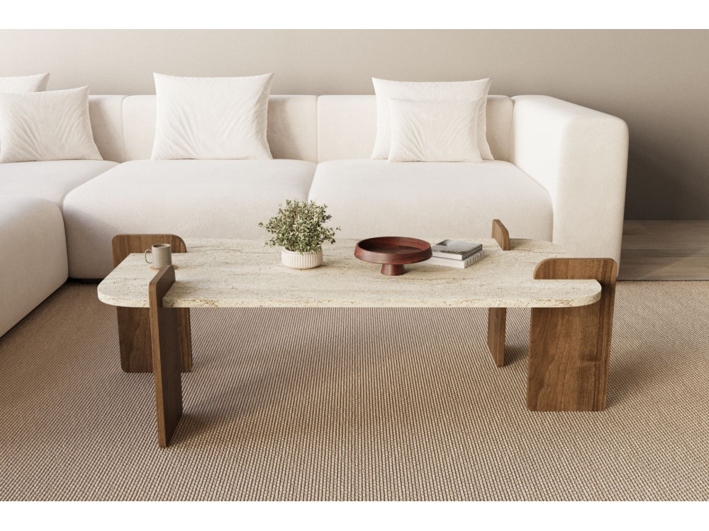 Tavolino in legno "Leapiri" - 120 x 60 x 35 cm - Travertino