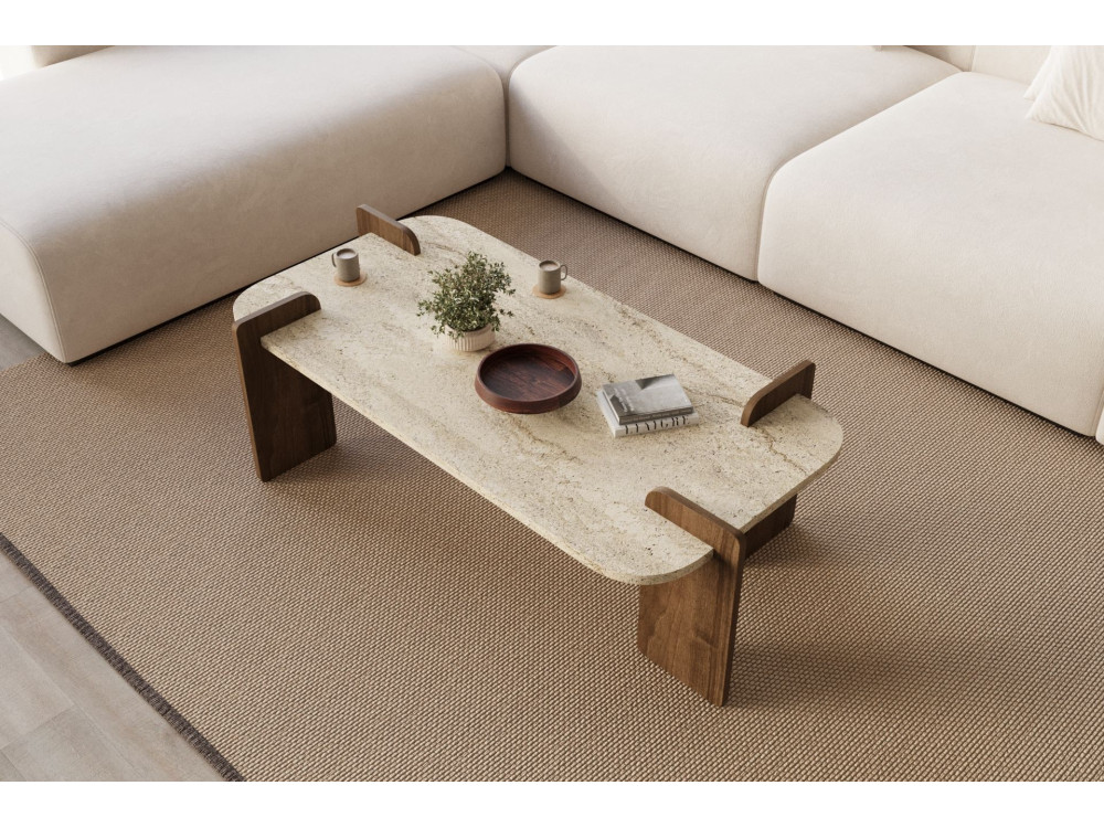 Tavolino in legno "Leapiri" - 120 x 60 x 35 cm - Travertino
