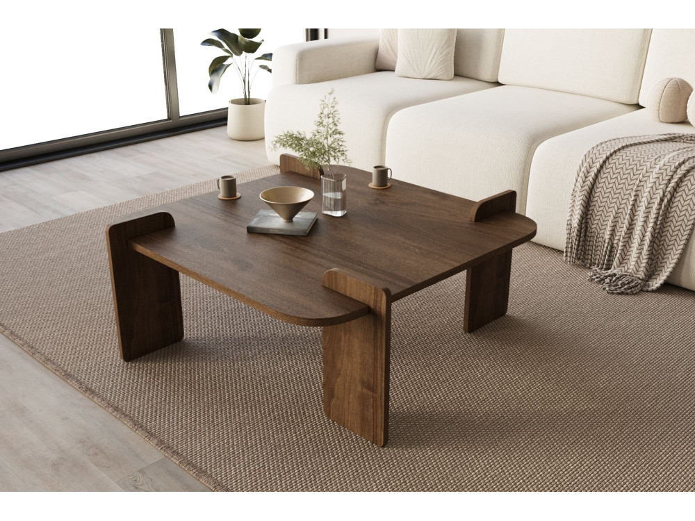 Tavolino in legno "Woog" 90 x 90 x 35 cm - Noce