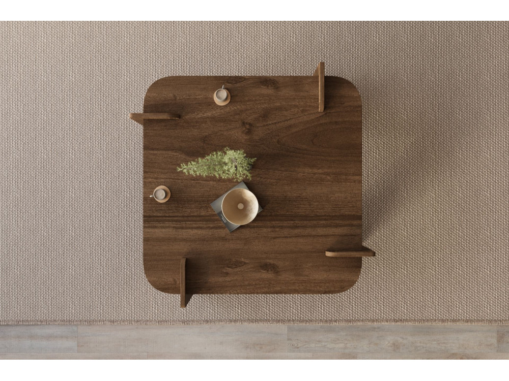 Tavolino in legno "Woog" 90 x 90 x 35 cm - Noce