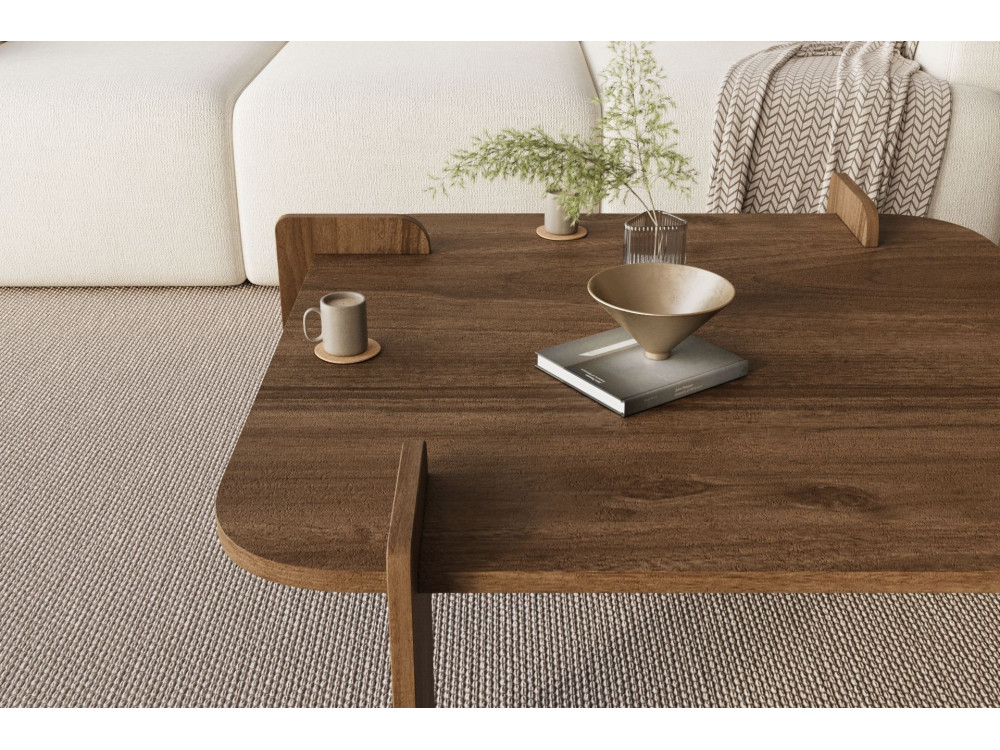 Tavolino in legno "Woog" 90 x 90 x 35 cm - Noce