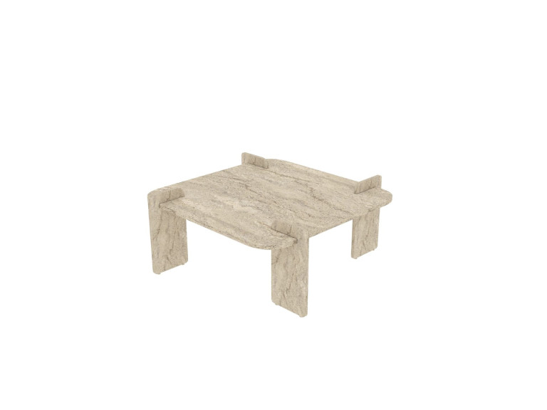 Tavolino in legno "Woog" 90 x 90 x 35 cm - Travertino