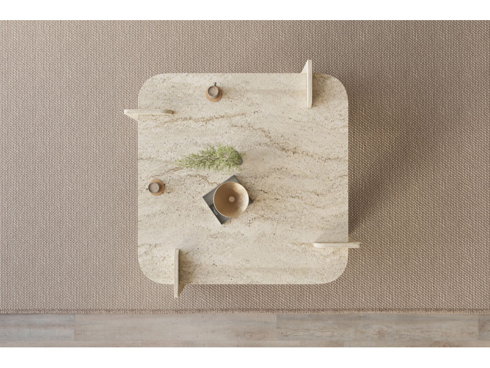 Tavolino in legno "Woog" 90 x 90 x 35 cm - Travertino