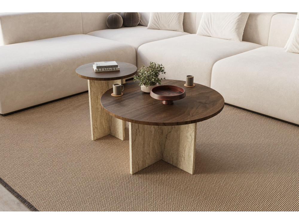 Set di tavolini in legno "Private" 70 x 70 x 40 cm - Noce