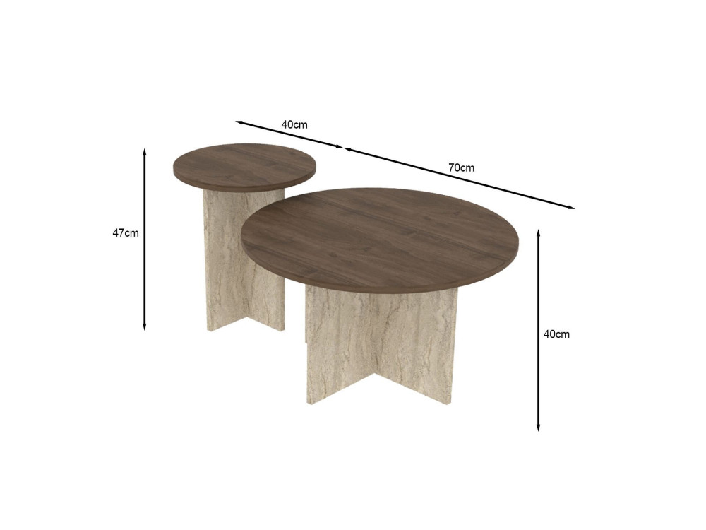 Set di tavolini in legno "Private" 70 x 70 x 40 cm - Noce