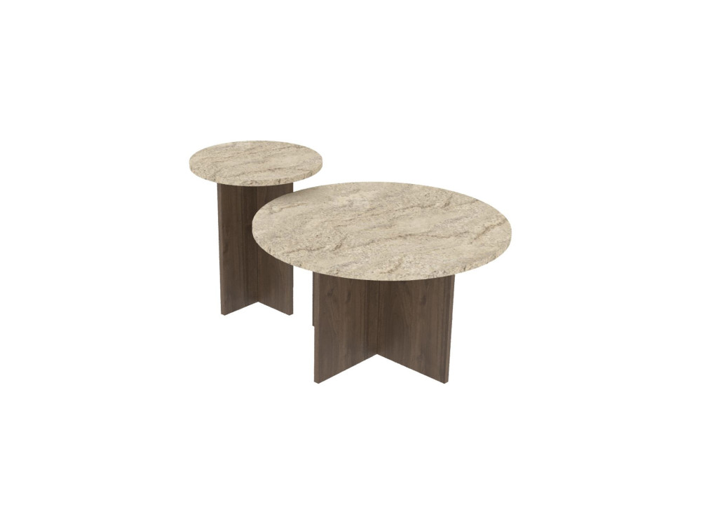 Set di tavolini in legno "Private" 70 x 70 x 40 cm - Travertino