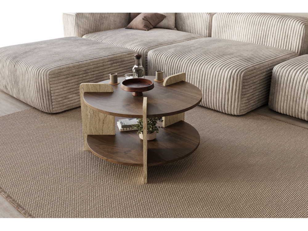 Tavolino in legno "Oalla" 70 x 70 x 45 cm - Noce