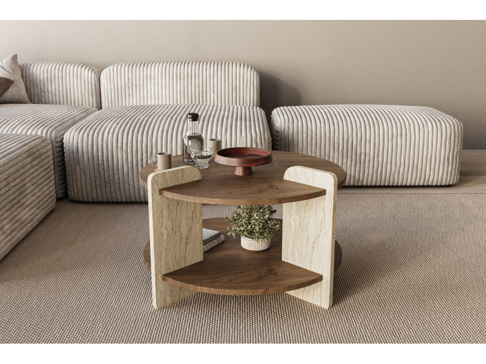 Tavolino in legno "Oalla" 70 x 70 x 45 cm - Noce