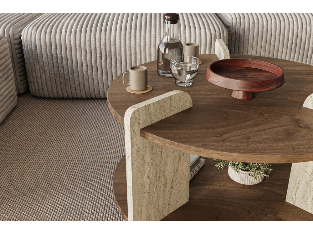 Tavolino in legno "Oalla" 70 x 70 x 45 cm - Noce