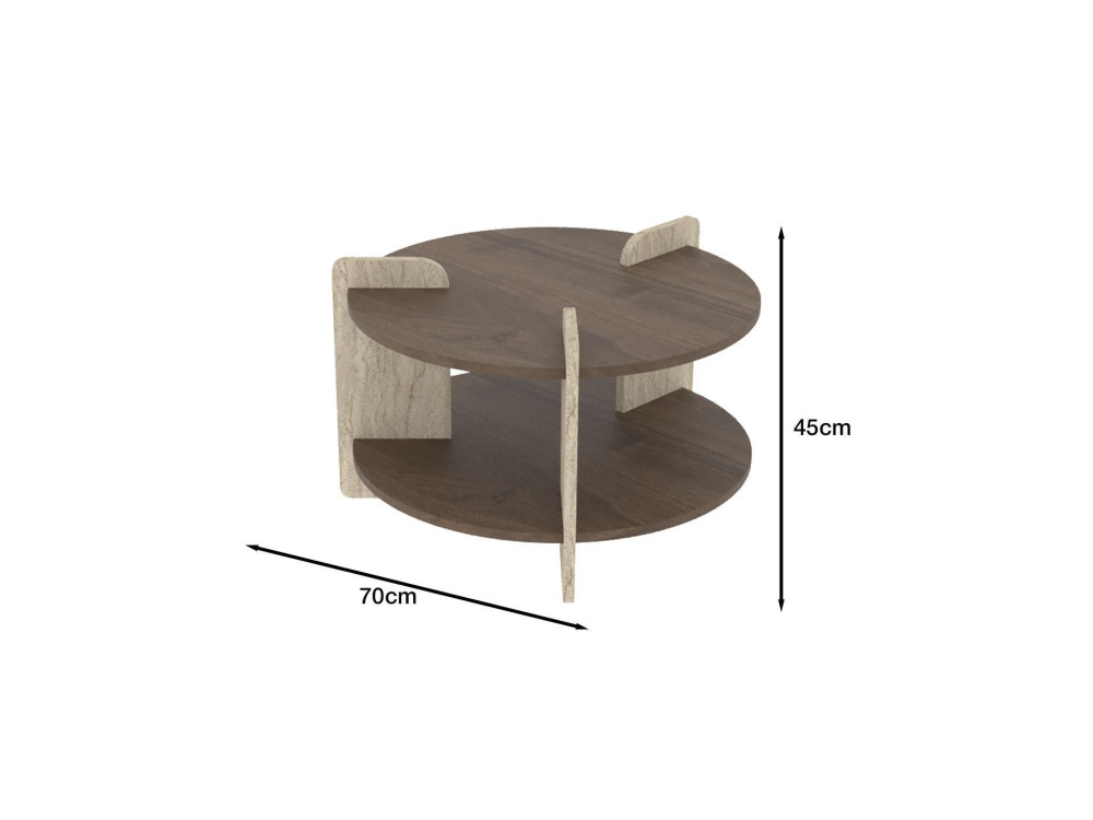 Tavolino in legno "Oalla" 70 x 70 x 45 cm - Noce