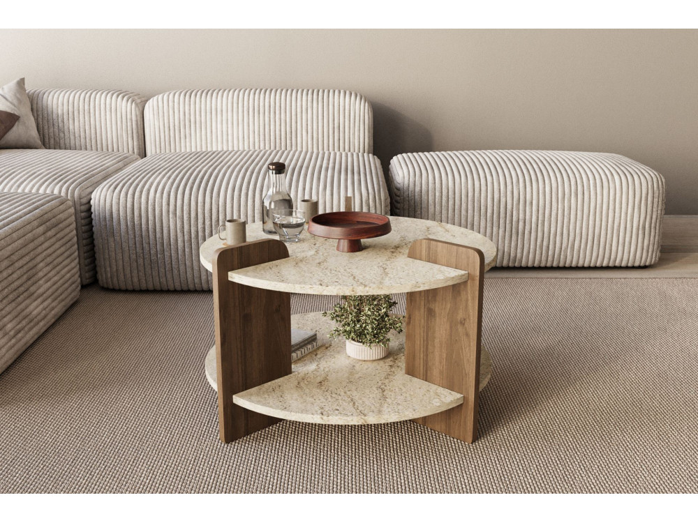 Tavolino in legno "Oalla" 70 x 70 x 45 cm - Travertino