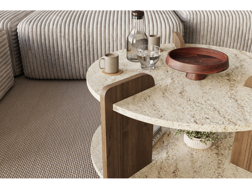 Tavolino in legno "Oalla" 70 x 70 x 45 cm - Travertino