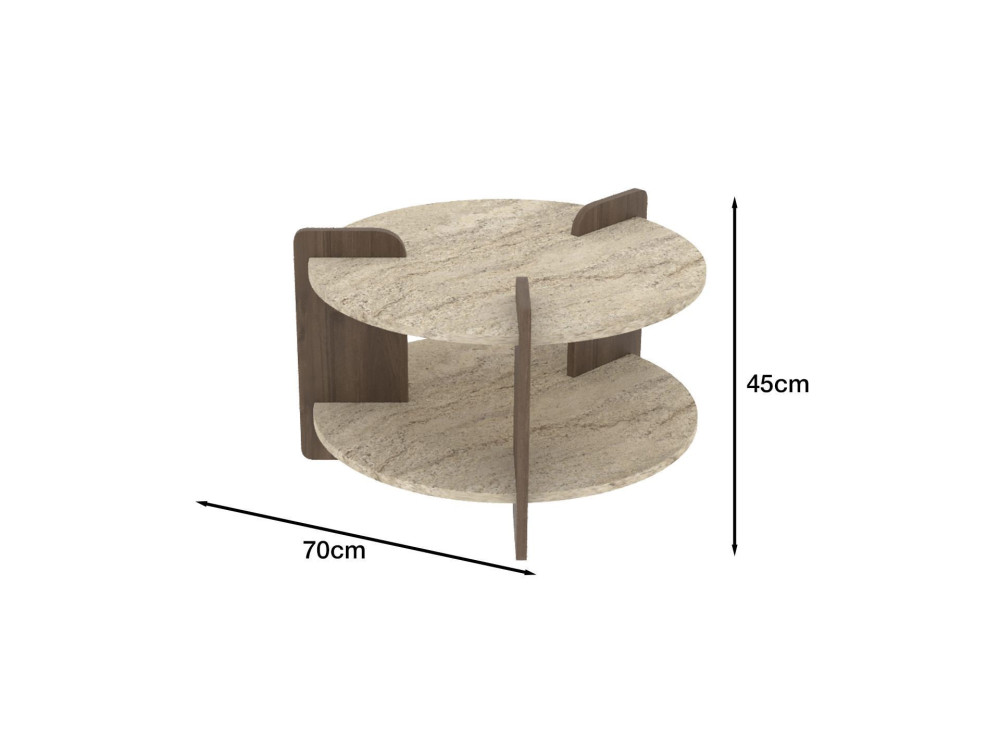Tavolino in legno "Oalla" 70 x 70 x 45 cm - Travertino