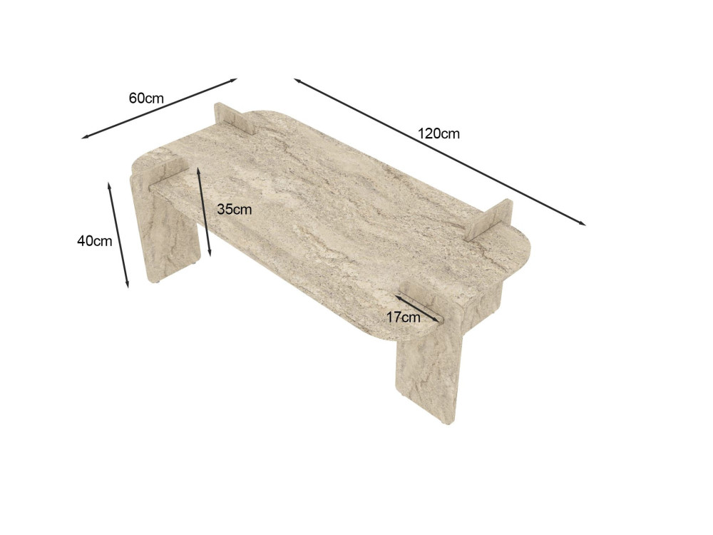 Tavolino in legno "Lovge" 120 x 60 x 35 cm - Travertino