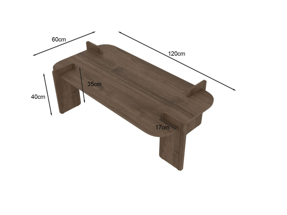 Tavolino in legno "Lovge" 120 x 60 x 35 cm - Noce