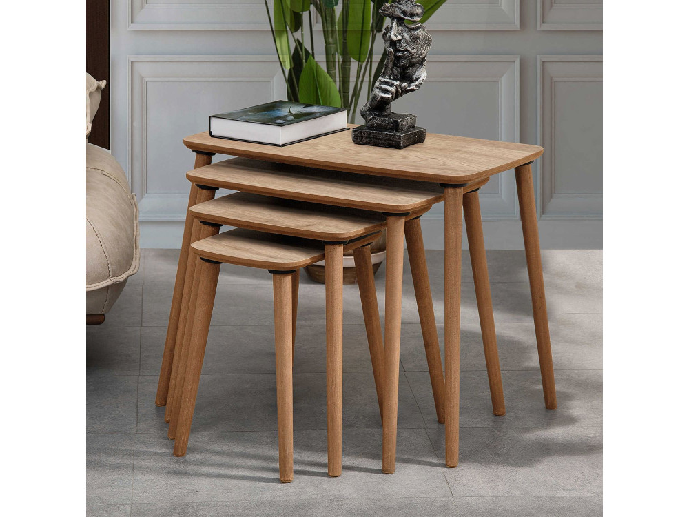 Tavolo nido in legno "Luci" 4 pezzi 70 x 40 x 55 cm - Rovere