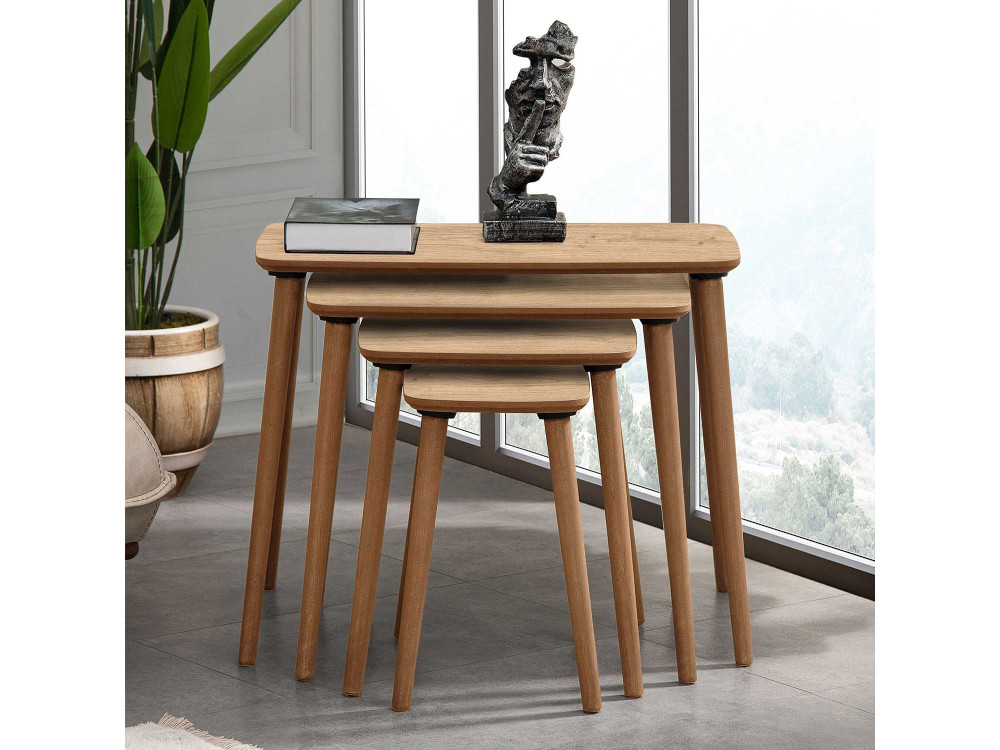 Tavolo nido in legno "Luci" 4 pezzi 70 x 40 x 55 cm - Rovere