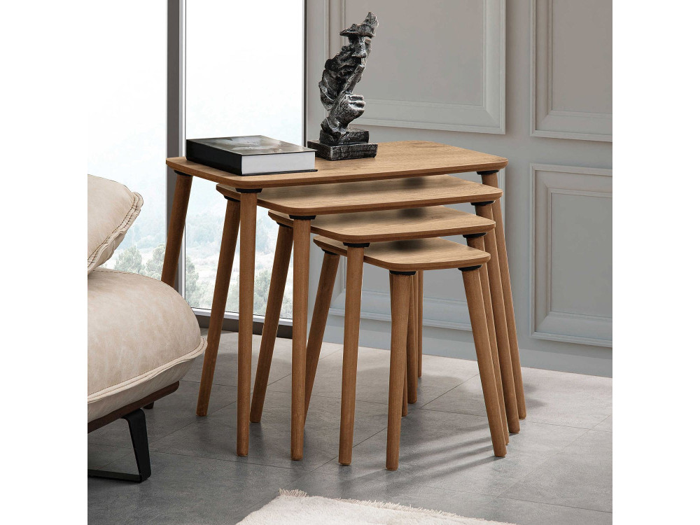 Tavolo nido in legno "Luci" 4 pezzi 70 x 40 x 55 cm - Rovere