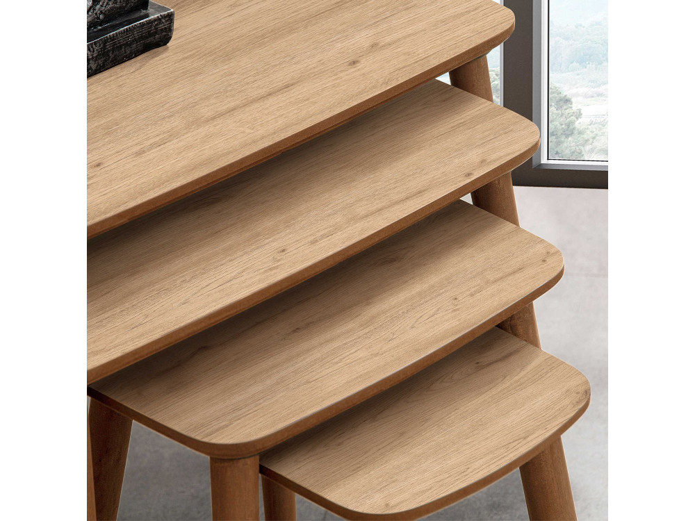 Tavolo nido in legno "Luci" 4 pezzi 70 x 40 x 55 cm - Rovere