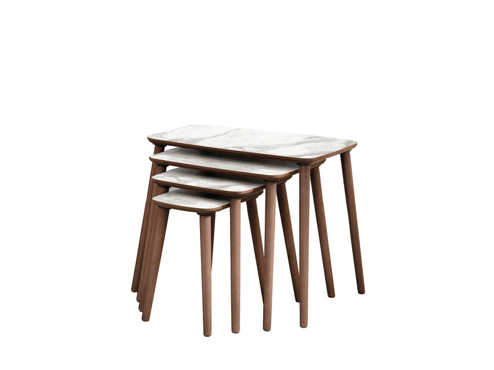 Tavolino da nido in legno "Luci" 4 pezzi 70 x 40 x 55 cm - Bianco