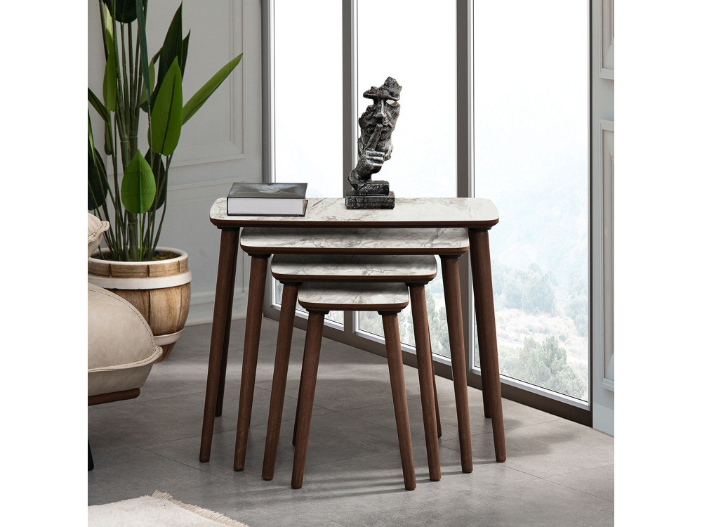Tavolino da nido in legno "Luci" 4 pezzi 70 x 40 x 55 cm - Bianco