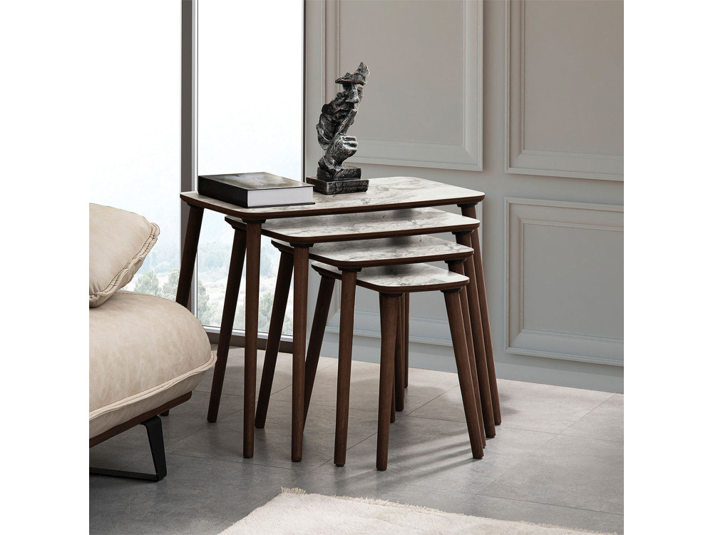 Tavolino da nido in legno "Luci" 4 pezzi 70 x 40 x 55 cm - Bianco